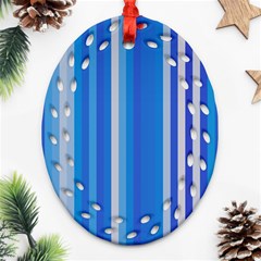 Color Stripes Blue White Pattern Ornament (oval Filigree)