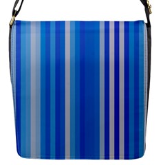 Color Stripes Blue White Pattern Flap Messenger Bag (s) by Simbadda