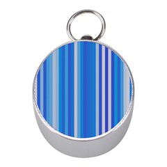 Color Stripes Blue White Pattern Mini Silver Compasses