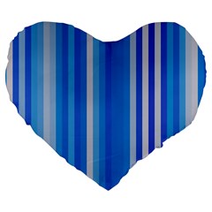 Color Stripes Blue White Pattern Large 19  Premium Flano Heart Shape Cushions