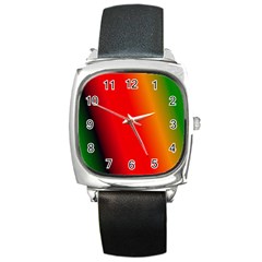 Multi Color Pattern Background Square Metal Watch