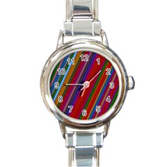 Color Stripes Pattern Round Italian Charm Watch