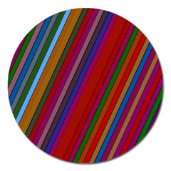 Color Stripes Pattern Magnet 5  (round)