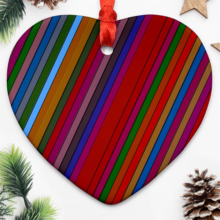 Color Stripes Pattern Heart Ornament (Two Sides)