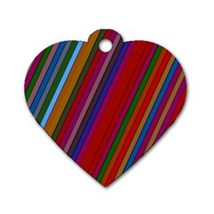 Color Stripes Pattern Dog Tag Heart (one Side) by Simbadda