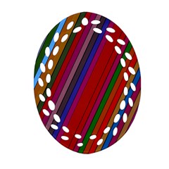 Color Stripes Pattern Oval Filigree Ornament (two Sides) by Simbadda