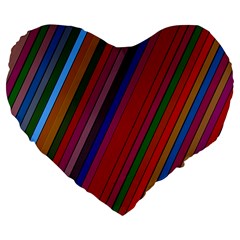 Color Stripes Pattern Large 19  Premium Flano Heart Shape Cushions