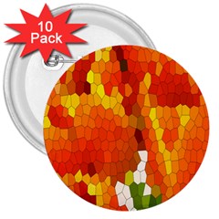 Mosaic Glass Colorful Color 3  Buttons (10 Pack)  by Simbadda