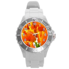 Mosaic Glass Colorful Color Round Plastic Sport Watch (l) by Simbadda