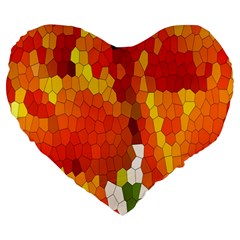 Mosaic Glass Colorful Color Large 19  Premium Heart Shape Cushions by Simbadda