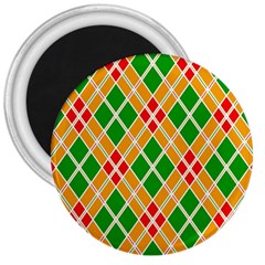 Colorful Color Pattern Diamonds 3  Magnets