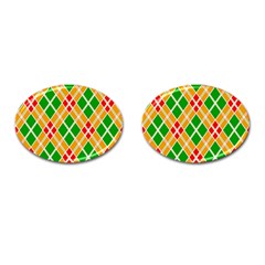 Colorful Color Pattern Diamonds Cufflinks (oval)