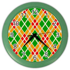 Colorful Color Pattern Diamonds Color Wall Clocks by Simbadda