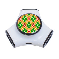 Colorful Color Pattern Diamonds 3-port Usb Hub