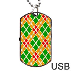 Colorful Color Pattern Diamonds Dog Tag Usb Flash (two Sides)