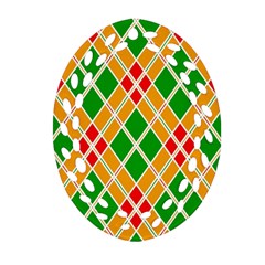 Colorful Color Pattern Diamonds Oval Filigree Ornament (two Sides)