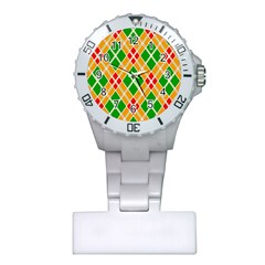 Colorful Color Pattern Diamonds Plastic Nurses Watch by Simbadda