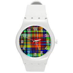 Abstract Color Background Form Round Plastic Sport Watch (m) by Simbadda