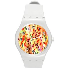 Background Color Pattern Abstract Round Plastic Sport Watch (m) by Simbadda