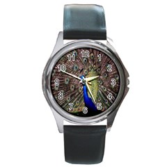 Multi Colored Peacock Round Metal Watch by Simbadda