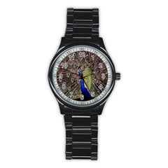 Multi Colored Peacock Stainless Steel Round Watch by Simbadda