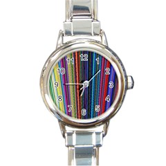 Multi Colored Lines Round Italian Charm Watch by Simbadda