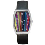 Multi Colored Lines Barrel Style Metal Watch Front