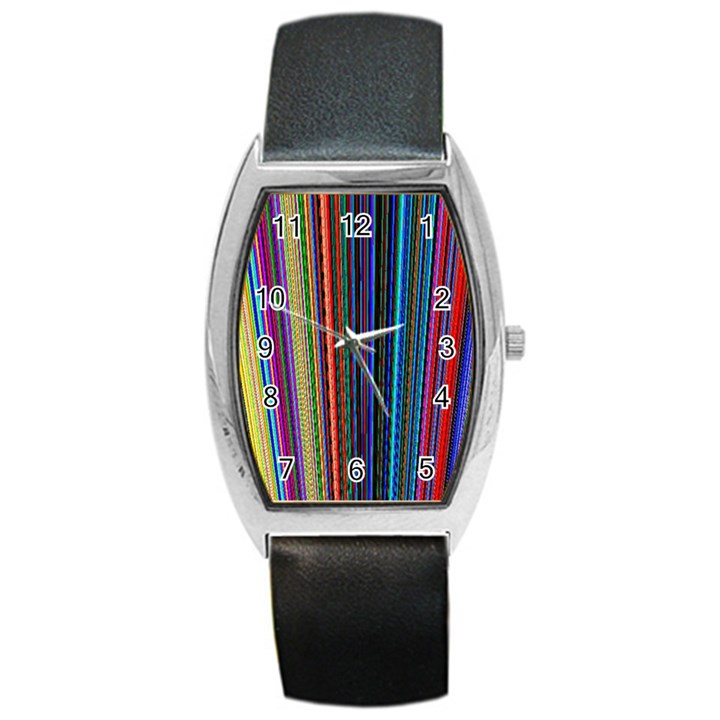 Multi Colored Lines Barrel Style Metal Watch