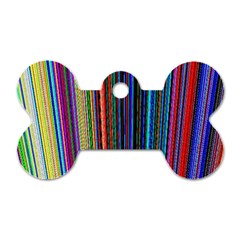 Multi Colored Lines Dog Tag Bone (one Side) by Simbadda