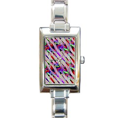 Multi Color Wave Abstract Pattern Rectangle Italian Charm Watch by Simbadda