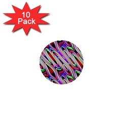 Multi Color Wave Abstract Pattern 1  Mini Buttons (10 Pack)  by Simbadda