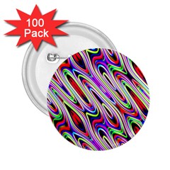 Multi Color Wave Abstract Pattern 2 25  Buttons (100 Pack)  by Simbadda