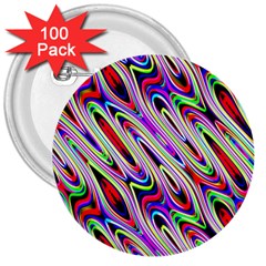 Multi Color Wave Abstract Pattern 3  Buttons (100 Pack)  by Simbadda