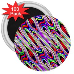 Multi Color Wave Abstract Pattern 3  Magnets (100 Pack) by Simbadda