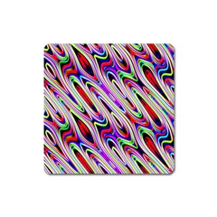 Multi Color Wave Abstract Pattern Square Magnet by Simbadda