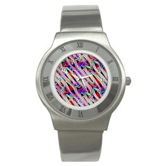 Multi Color Wave Abstract Pattern Stainless Steel Watch by Simbadda