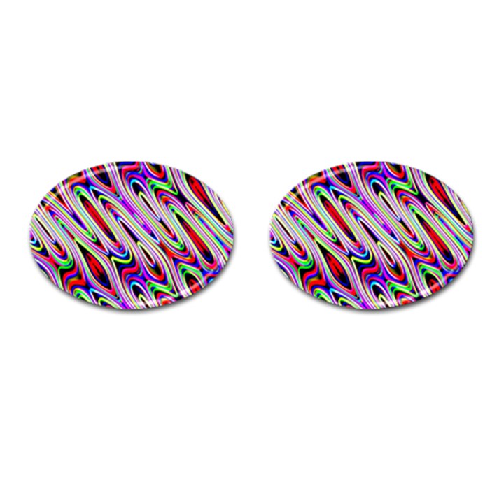 Multi Color Wave Abstract Pattern Cufflinks (Oval)