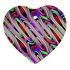 Multi Color Wave Abstract Pattern Heart Ornament (two Sides) by Simbadda