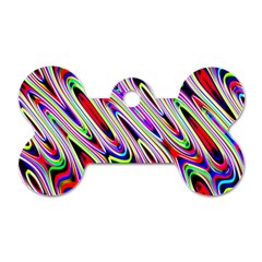 Multi Color Wave Abstract Pattern Dog Tag Bone (one Side) by Simbadda