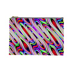 Multi Color Wave Abstract Pattern Cosmetic Bag (large)  by Simbadda