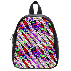 Multi Color Wave Abstract Pattern School Bags (small) 