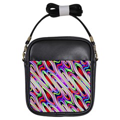 Multi Color Wave Abstract Pattern Girls Sling Bags by Simbadda