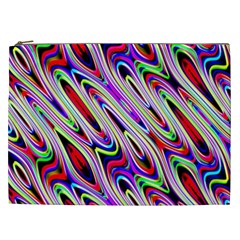 Multi Color Wave Abstract Pattern Cosmetic Bag (xxl)  by Simbadda