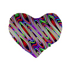 Multi Color Wave Abstract Pattern Standard 16  Premium Heart Shape Cushions