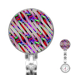 Multi Color Wave Abstract Pattern Stainless Steel Nurses Watch by Simbadda