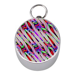 Multi Color Wave Abstract Pattern Mini Silver Compasses by Simbadda