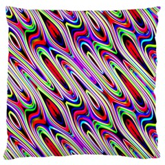 Multi Color Wave Abstract Pattern Large Flano Cushion Case (one Side) by Simbadda