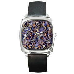 Pattern Color Design Texture Square Metal Watch by Simbadda