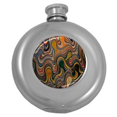 Swirl Colour Design Color Texture Round Hip Flask (5 Oz) by Simbadda