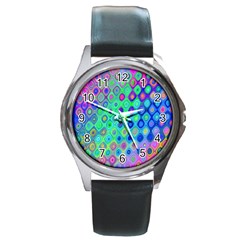 Background Texture Pattern Colorful Round Metal Watch